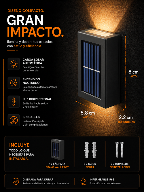 BRAVO WALL PRO™ – Luz Solar Exterior Premium