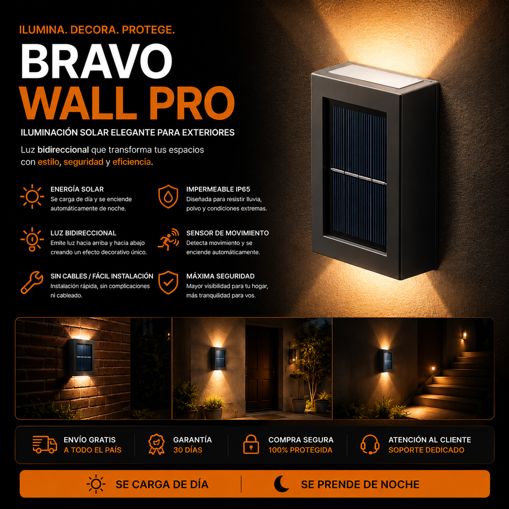 BRAVO WALL PRO™ – Luz Solar Exterior Premium