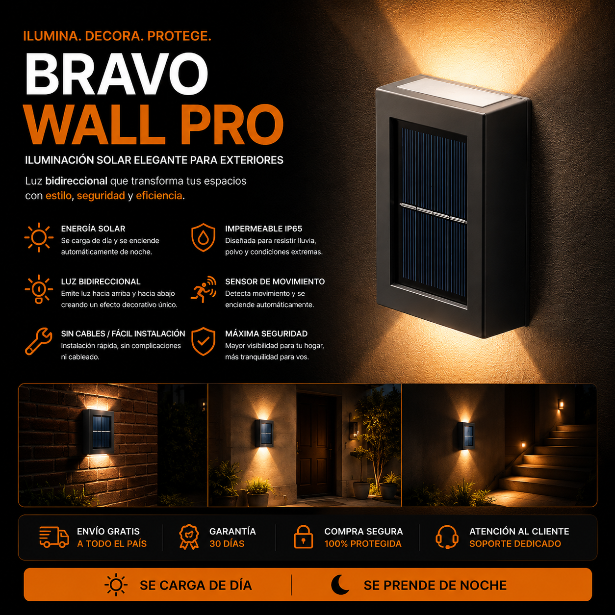 BRAVO WALL PRO™ – Luz Solar Exterior Premium